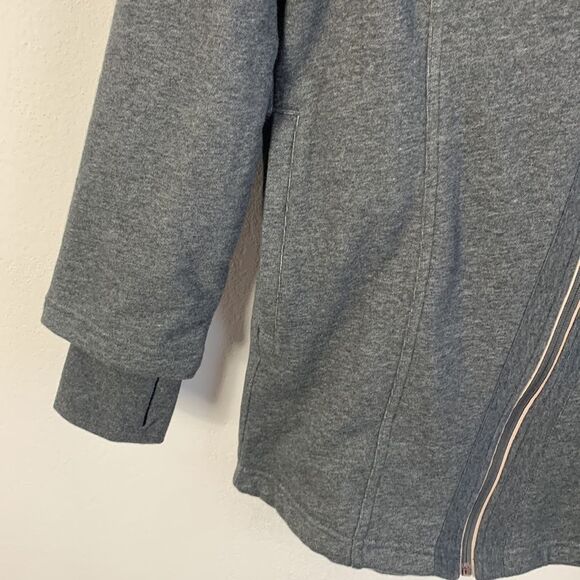 Calia Grey Wide Collar Longline Asymmetrical Zip Up Sweatshirt Fleece Jacket M - Picture 6 of 11